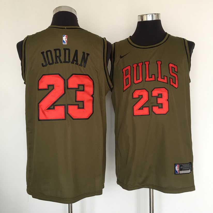 Bulls 23 Michael Jordan Olive Nike Swingman Stitched NBA Jersey